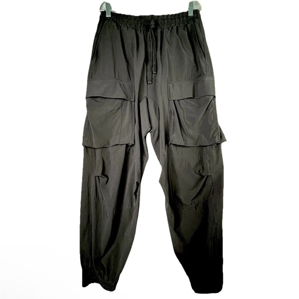 thom/krom Drop Crotch Techwear Cargo Jogger Pants Medium Black Ripstop MST451